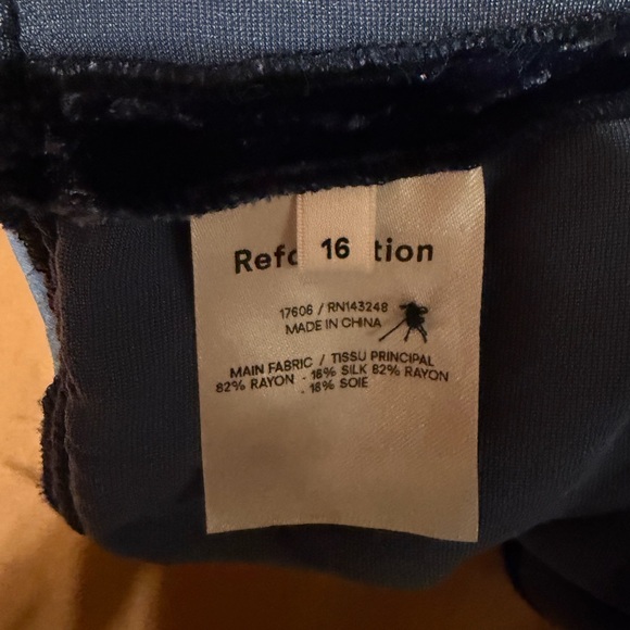 Reformation Fortune Dress Plus Size Blue Velvet Open Back Mini Dress Size 16 - Picture 8 of 11